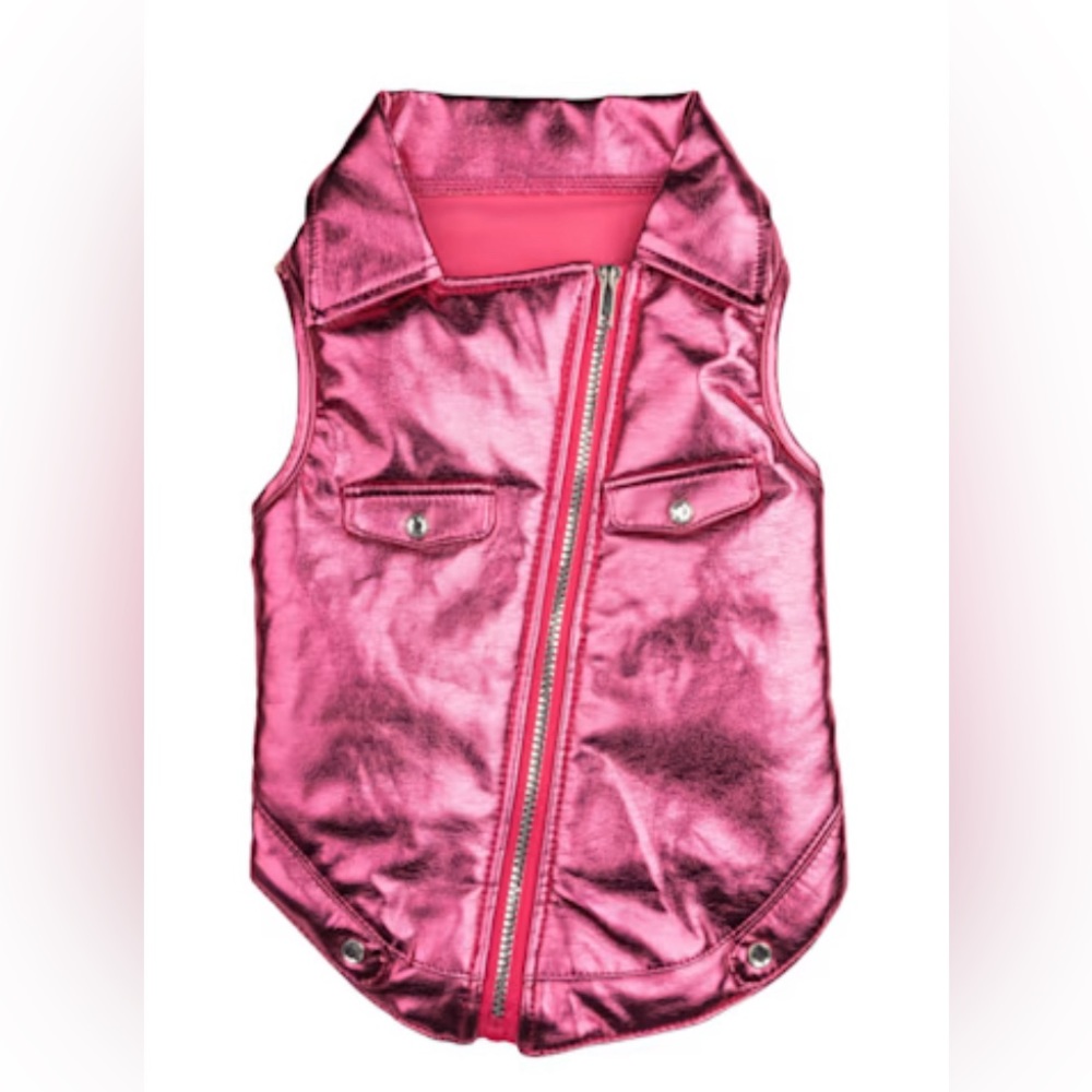 NWT • Doggy Parton • Hot Pink Rhinestone Doggy Moto Jacket • Size M